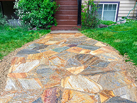 Flagstone Walkway To Deck